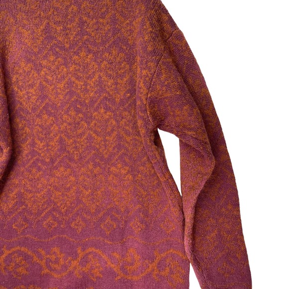 Nipon Studio Women's Vintage Sweater Embroidered Fringe Wool Cotton Red XL - Picture 14 of 16